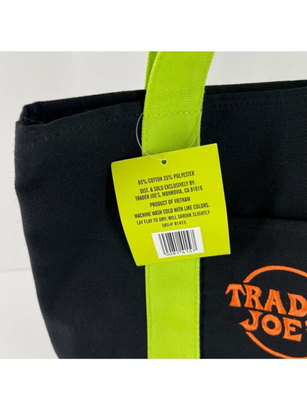 Trader Joes Trick or Treat Mini Canvas Tote Bag Halloween Limited Edition Black - Picture 6 of 9